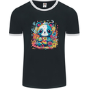 Cute Kawaii Panda Bear Mens Ringer T-Shirt FotL Black/White