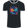 Colourful Kawaii Pisces Star Sign Zodiac Fish Mens Ringer T-Shirt FotL Black/White