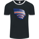 Curled Cape Verde Flag Verdean Day Football Mens Ringer T-Shirt FotL Black/White