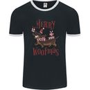 Merry Woofmas Funny Xmas Dog Mens Ringer T-Shirt FotL Black/White