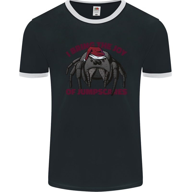 Christmas Tarantula Funny Xmas Spider Mens Ringer T-Shirt FotL Black/White