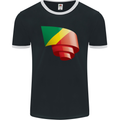 Curled Republic of the Congo Flag Day Football Mens Ringer T-Shirt FotL Black/White