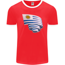 Curled Uruguay Flag Uruguayan Day Football Mens Ringer T-Shirt FotL Red/White