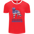 Dog Bless America USA Mens Ringer T-Shirt FotL Red/White