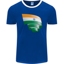 Curled India Flag Indian Day Football Mens Ringer T-Shirt FotL Royal Blue/White