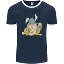 Easter Gnome With Eggs and Bunny Ears Mens Ringer T-Shirt FotL Navy Blue/White