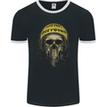 Live Fast Die Young Biker Skull Motorcycle Mens Ringer T-Shirt FotL Black/White