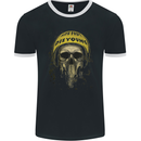 Live Fast Die Young Biker Skull Motorcycle Mens Ringer T-Shirt FotL Black/White