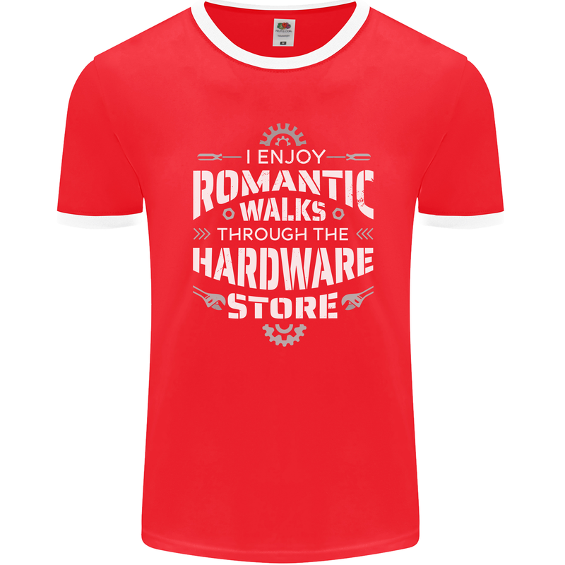 Romantic Walks Hardware Store DIY Tradesman Mens Ringer T-Shirt FotL Red/White