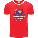 Torn Malaysia Flag Malaysian Day Football Mens Ringer T-Shirt FotL Red/White