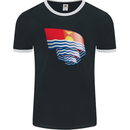 Curled Kiribati Flag Day Football Mens Ringer T-Shirt FotL Black/White
