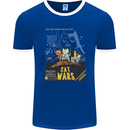 Cat Wars Funny Sci-Fi Mens Ringer T-Shirt FotL Royal Blue/White