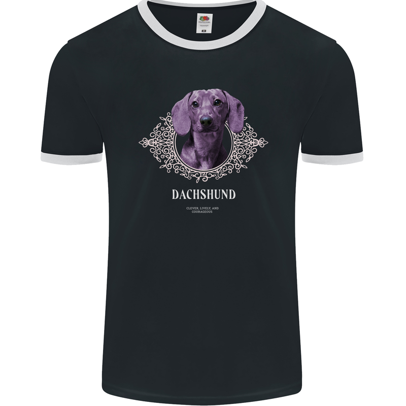 A Dachshund Dog With Decoration Mens Ringer T-Shirt FotL Black/White