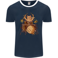 A Cat Drummer Drumming Mens Ringer T-Shirt FotL Navy Blue/White