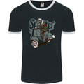 Scooter Skull Motorcycle MOD Biker Mens Ringer T-Shirt FotL Black/White