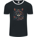 Astral Cat With Fantasy Tribal Markings Mens Ringer T-Shirt FotL Black/White