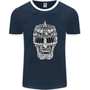 Skull Helmet Medieval  Fantasy Knight Mens Ringer T-Shirt FotL Navy Blue/White