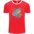 Torn Kazakhstan Flag Kazakh Day Football Mens Ringer T-Shirt FotL Red/White