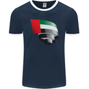 Curled UAE Flag Day Emirati Day Football Mens Ringer T-Shirt FotL Navy Blue/White