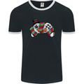 Christmas Snow Video Game Controller Joypad Xmas Mens Ringer T-Shirt FotL Black/White