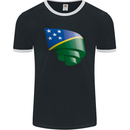 Curled Solomon Islands Flag Day Football Mens Ringer T-Shirt FotL Black/White