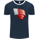 Curled Bahrain Flag Bahraini Day Football Mens Ringer T-Shirt FotL Navy Blue/White
