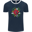 Torn Dominica Flag Dominican Day Football Mens Ringer T-Shirt FotL Navy Blue/White