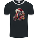 Christmas Scooter Xmas Hat MOD Moped Mens Ringer T-Shirt FotL Black/White
