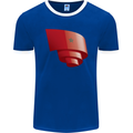 Curled Morocco Flag Moroccan Day Football Mens Ringer T-Shirt FotL Royal Blue/White
