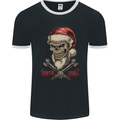 Christmas Santa Skull Heavy Metal Biker Xmas Mens Ringer T-Shirt FotL Black/White