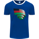 Curled Malawi Flag Malawian Day Football Mens Ringer T-Shirt FotL Royal Blue/White