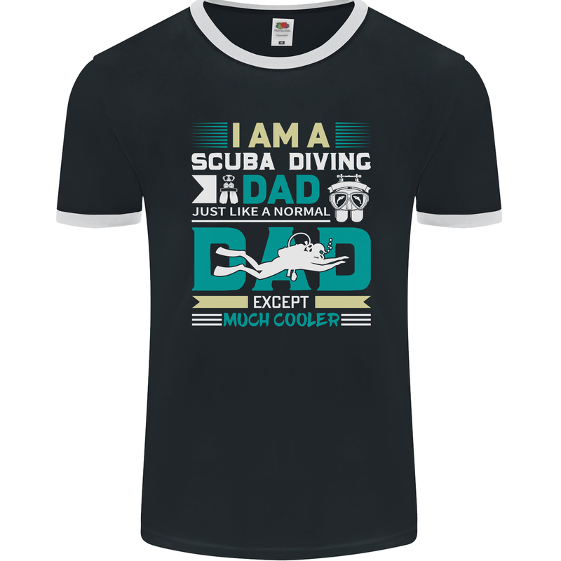 I'm a Scuba Dad Funny Fathers Day Diver Dive Mens Ringer T-Shirt FotL Black/White