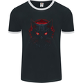 Satanic Cat Evil Halloween Mens Ringer T-Shirt FotL Black/White