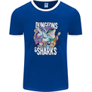 Dungeons & Sharks Role Play Games RPG Mens Ringer T-Shirt FotL Royal Blue/White