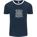Irrelephant Funny Elephant Mens Ringer T-Shirt FotL Navy Blue/White