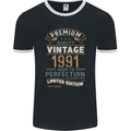 Premium Vintage 32nd Birthday 1991 Mens Ringer T-Shirt FotL Black/White