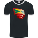 Curled Grenada Flag Grenadians Day Football Mens Ringer T-Shirt FotL Black/White