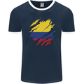 Torn Columbia Flag Columbian Day Football Mens Ringer T-Shirt FotL Navy Blue/White