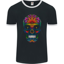 A Day of the Dead Sugar Skull Mens Ringer T-Shirt FotL Black/White