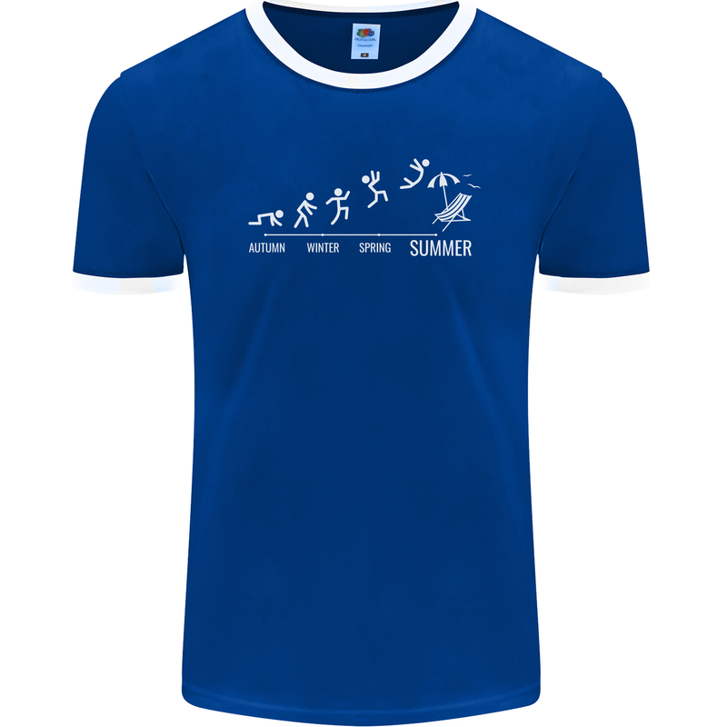 Seasons to Summer Holiday Time Funny Mens Ringer T-Shirt FotL Royal Blue/White