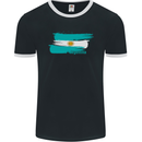Argentina Football Distressed Flag Mens Ringer T-Shirt FotL Black/White