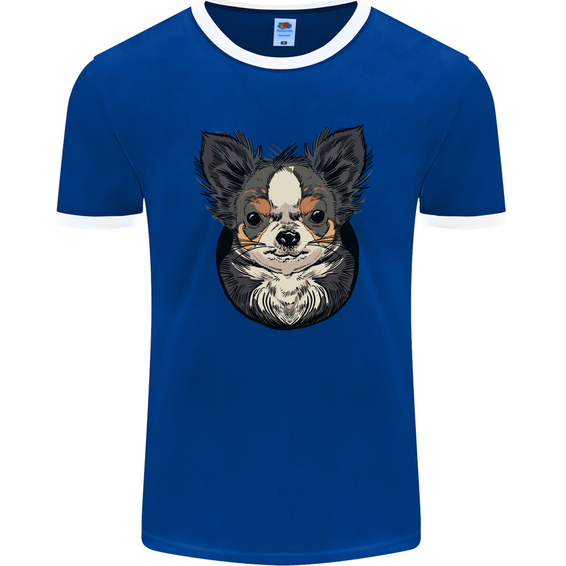 Angry Chihuahua Mens Ringer T-Shirt FotL Royal Blue/White