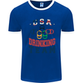 USA Drinking Team Funny Bachelor Party Beer Mens Ringer T-Shirt Royal Blue/White