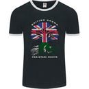 British Grown Pakistan Roots Flag Mens Ringer T-Shirt FotL Black/White