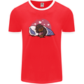 A Dachshund in Bed Dog Mens Ringer T-Shirt FotL Red/White