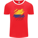 Torn Columbia Flag Columbian Day Football Mens Ringer T-Shirt FotL Red/White