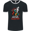 Chainsaw Santa Horror Christmas Zombie Xmas Mens Ringer T-Shirt FotL Black/White