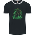 A Fantasy Wizard on Horseback Warlock Magician Mens Ringer T-Shirt FotL Black/White