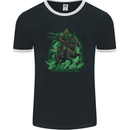 A Fantasy Wizard on Horseback Warlock Magician Mens Ringer T-Shirt FotL Black/White