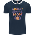 Worlds Okayest Mom Mothers Day Mummy Mens Ringer T-Shirt FotL Navy Blue/White